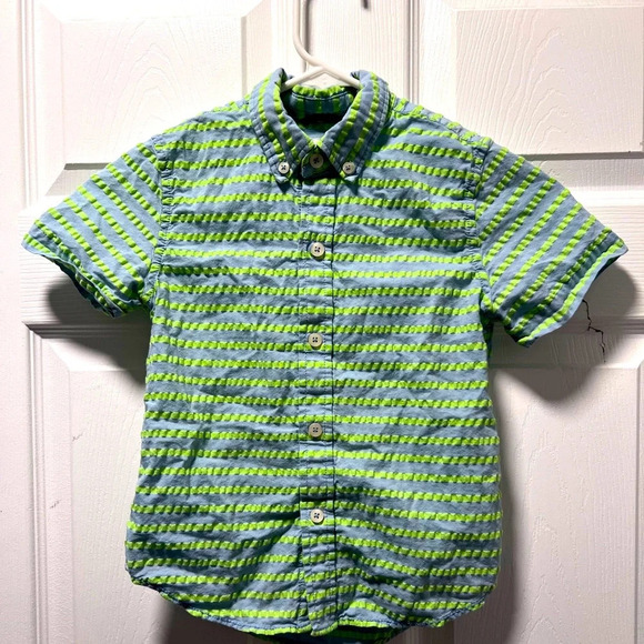 Mini Boden Button Down Size 5-6 Years Green Striped - Picture 1 of 3